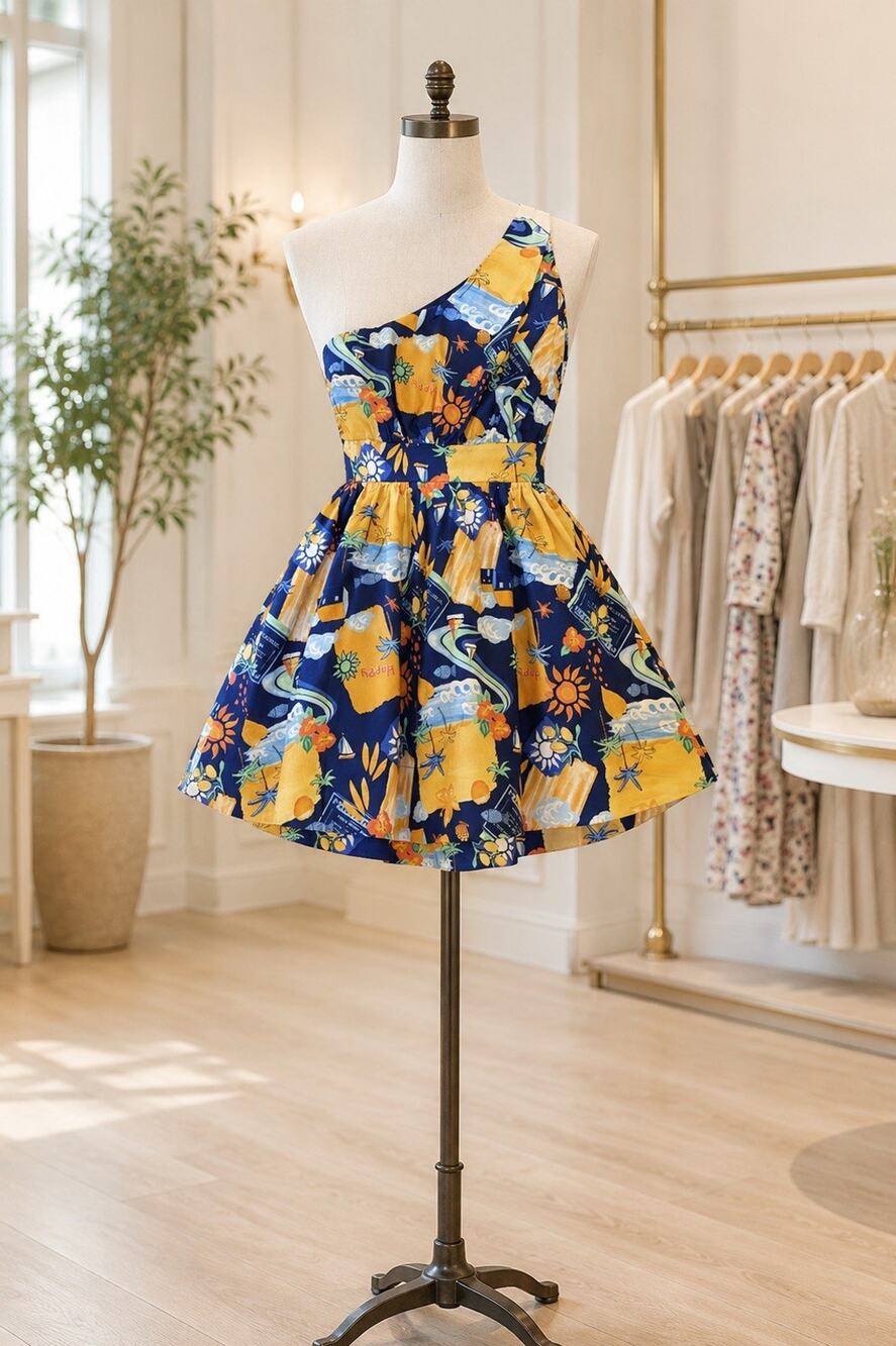 Meet Me In Santorini One Should Travel Memories Mini Dress NWT